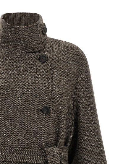 Brunello Cucinelli Mantel aus reiner Schurwolle in Braun