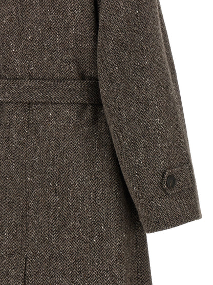 Brunello Cucinelli Mantel aus reiner Schurwolle in Braun