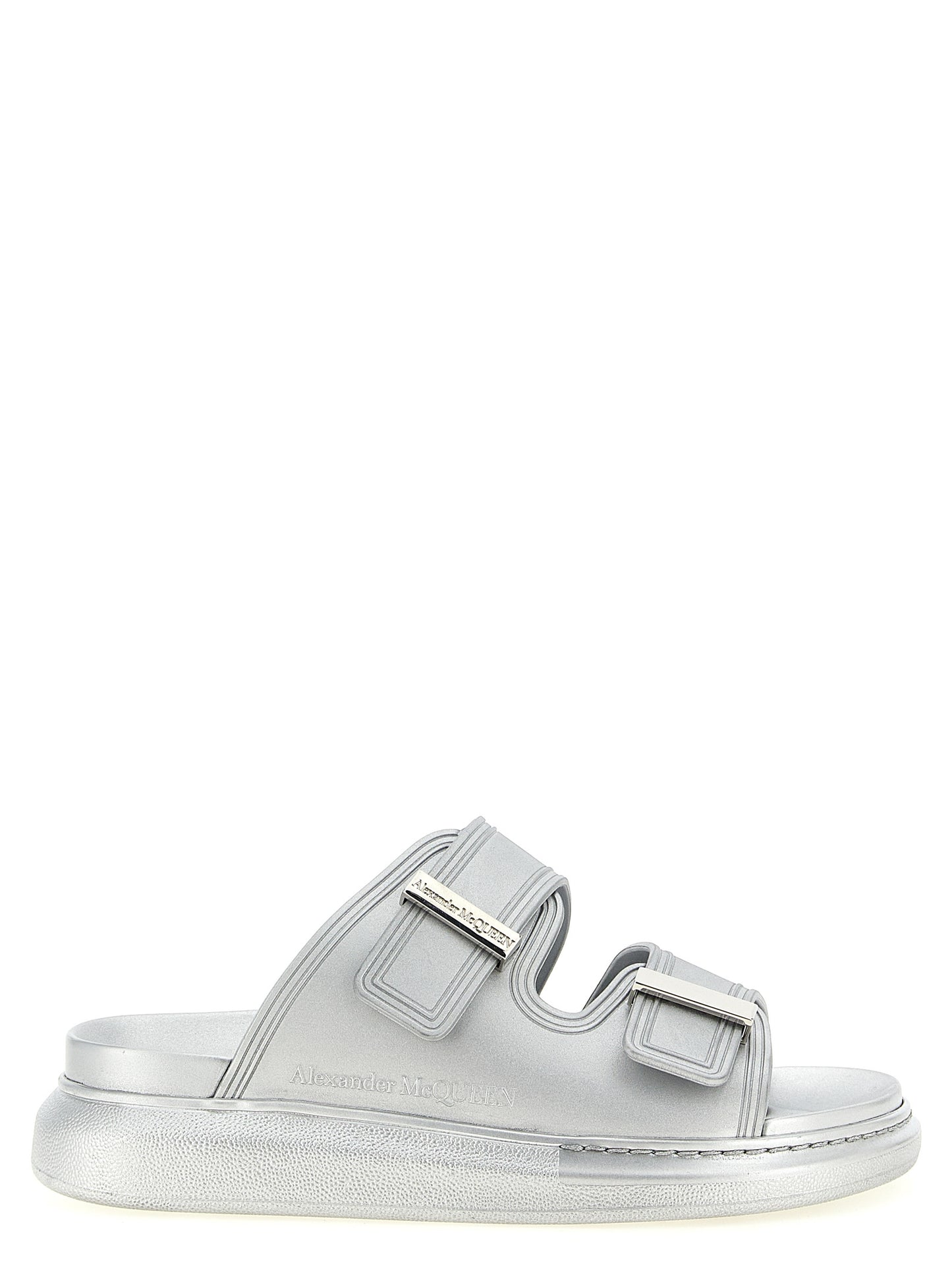 Alexander McQueen Silberne Gummislipper
