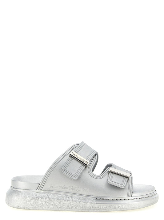 Alexander McQueen Silberne Gummislipper
