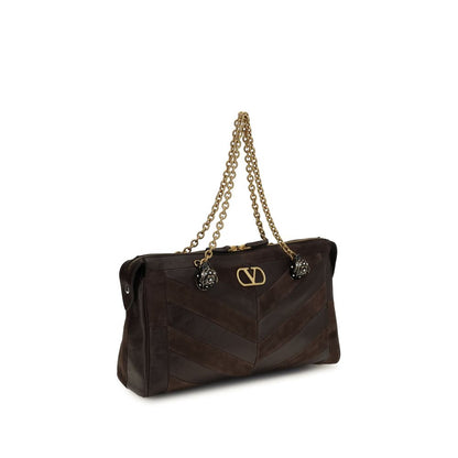 Valentino Garavani Braune Kalbsleder Bos Taurus Schultertasche
