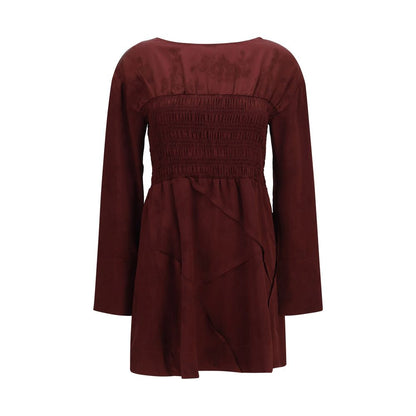 Ganni Bordeaux-farbenes Freizeitkleid aus Acetat
