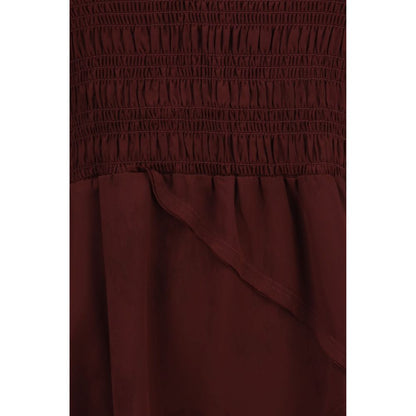 Ganni Bordeaux-farbenes Freizeitkleid aus Acetat