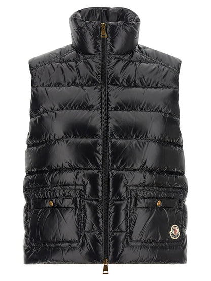 Moncler Schwarze ärmellose Jacke aus Polyamid