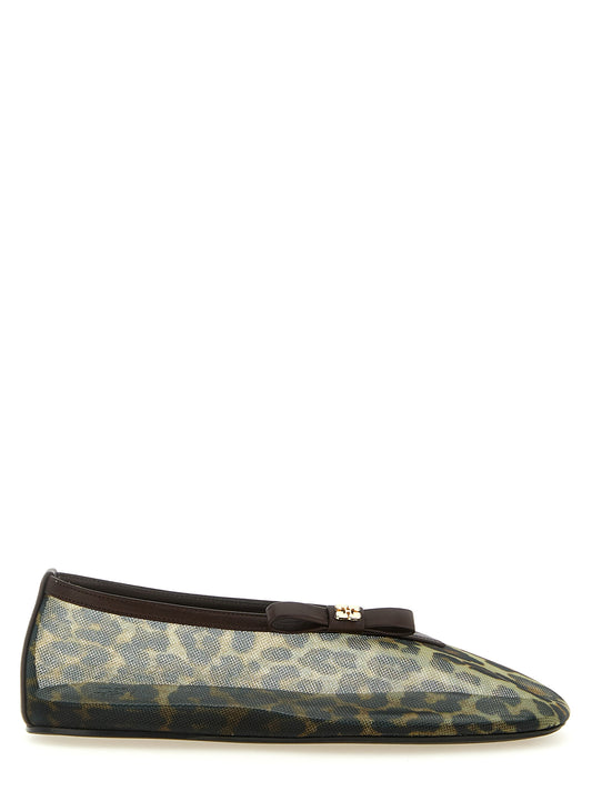 Ganni Jenny Leopard Mesh-Ballerinas