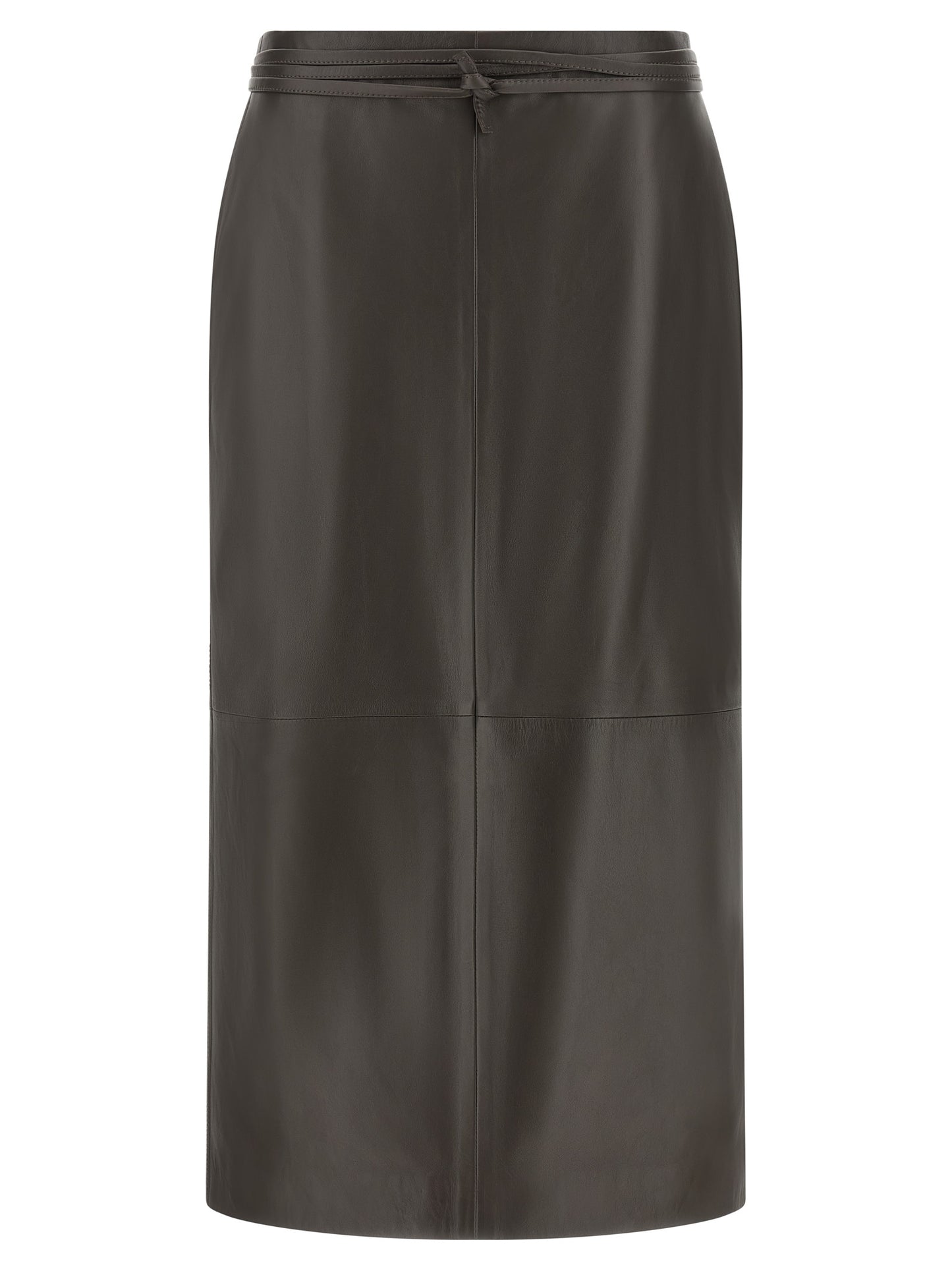 Alberta Ferretti Brauner Midi-Rock aus Lammleder