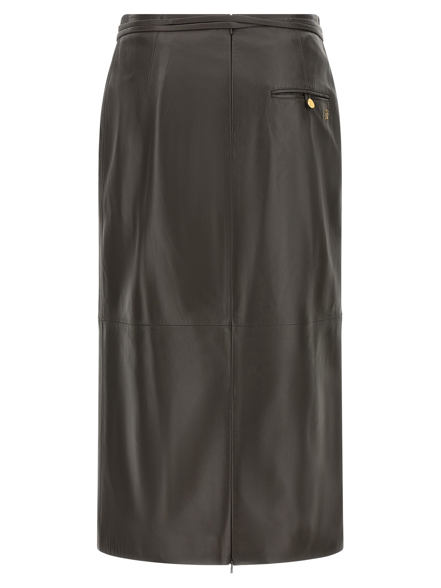 Alberta Ferretti Brauner Midi-Rock aus Lammleder
