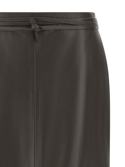 Alberta Ferretti Brauner Midi-Rock aus Lammleder