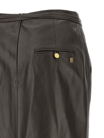 Alberta Ferretti Brauner Midi-Rock aus Lammleder