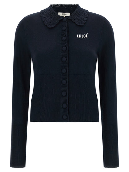 Chloé Blauer Wollcardigan