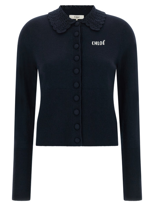 Chloé Blauer Wollcardigan