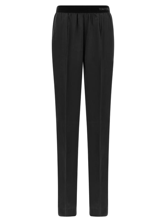 Tom Ford Schwarze Seidenhose Nachtwäsche