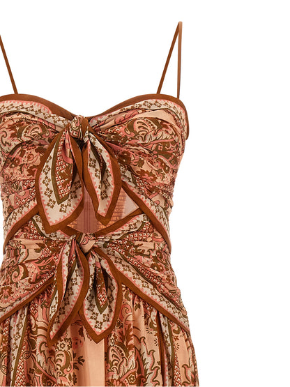 Zimmermann Mehrfarbiges Seiden-Midikleid