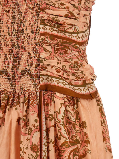 Zimmermann Mehrfarbiges Seiden-Midikleid