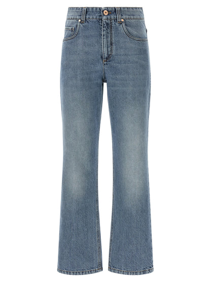 Brunello Cucinelli Blaue Cropped Jeans aus Baumwolle