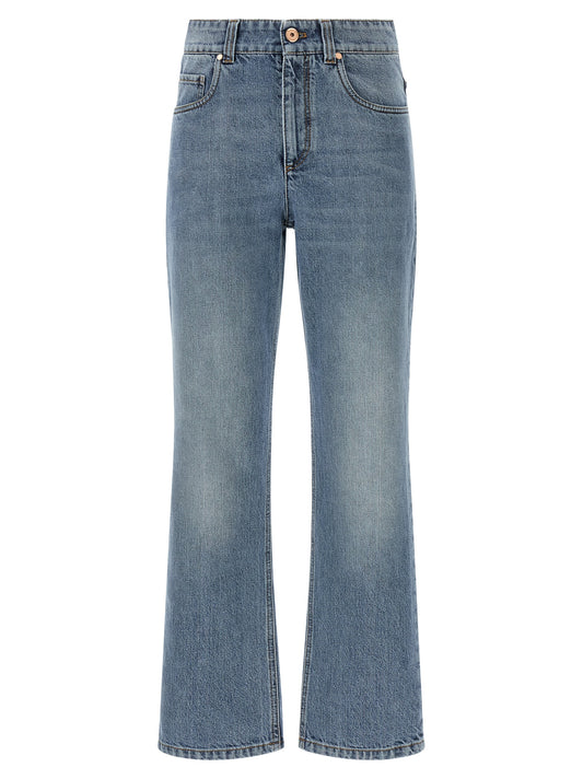 Brunello Cucinelli Blaue Cropped Jeans aus Baumwolle