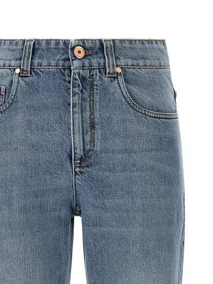 Brunello Cucinelli Blaue Cropped Jeans aus Baumwolle