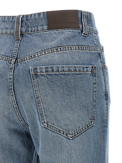 Brunello Cucinelli Blaue Cropped Jeans aus Baumwolle