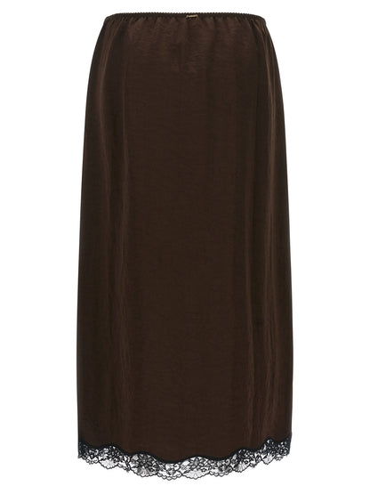 Twinset Brauner Marabou-Midi-Rock