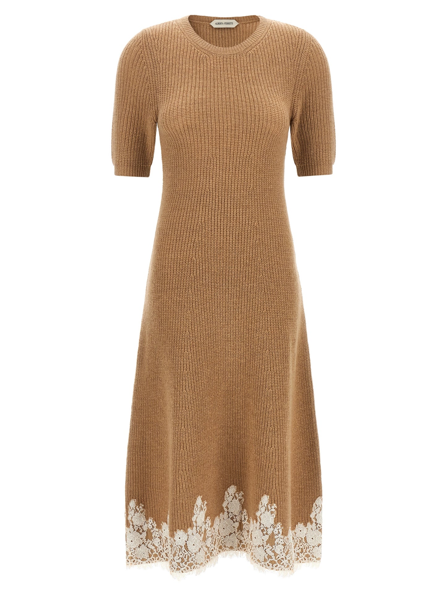 Alberta Ferretti Braunes Kaschmir-Midikleid