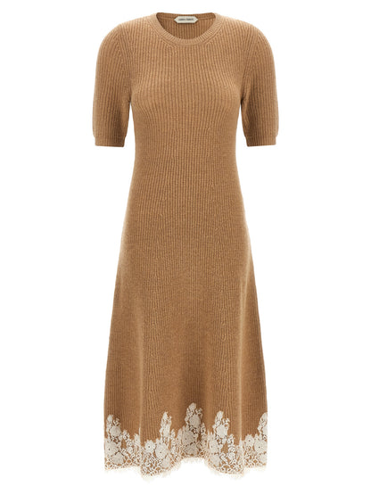 Alberta Ferretti Braunes Kaschmir-Midikleid