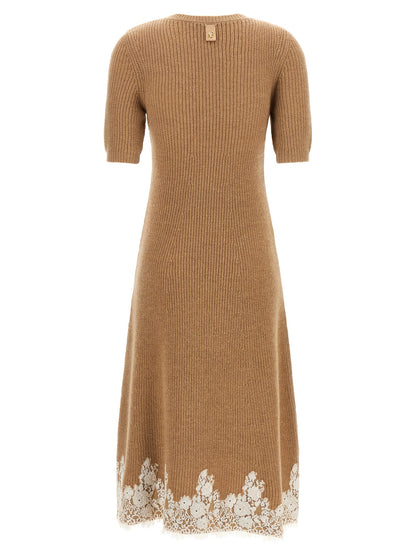 Alberta Ferretti Braunes Kaschmir-Midikleid