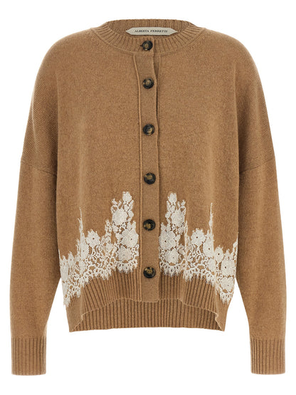 Alberta Ferretti Brauner Kaschmir-Strickjacke