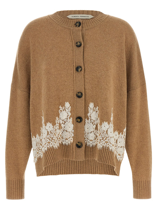Alberta Ferretti Brauner Kaschmir-Strickjacke