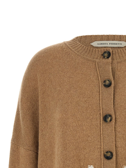 Alberta Ferretti Brauner Kaschmir-Strickjacke