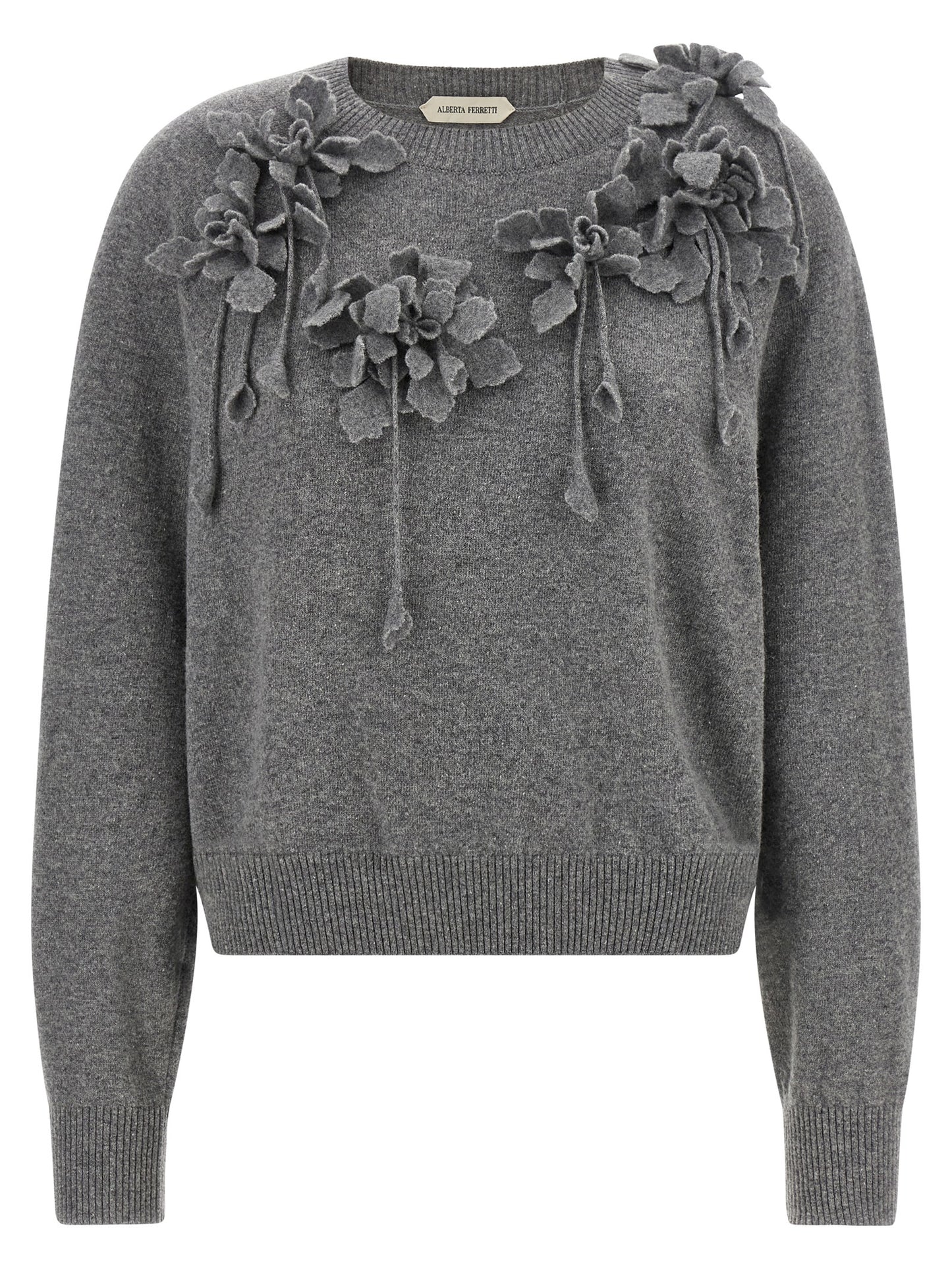 Alberta Ferretti Grauer Cardigan aus reiner Schurwolle