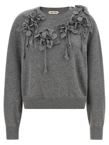 Alberta Ferretti Grauer Cardigan aus reiner Schurwolle