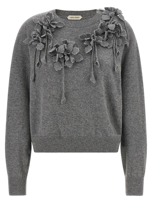 Alberta Ferretti Grauer Cardigan aus reiner Schurwolle