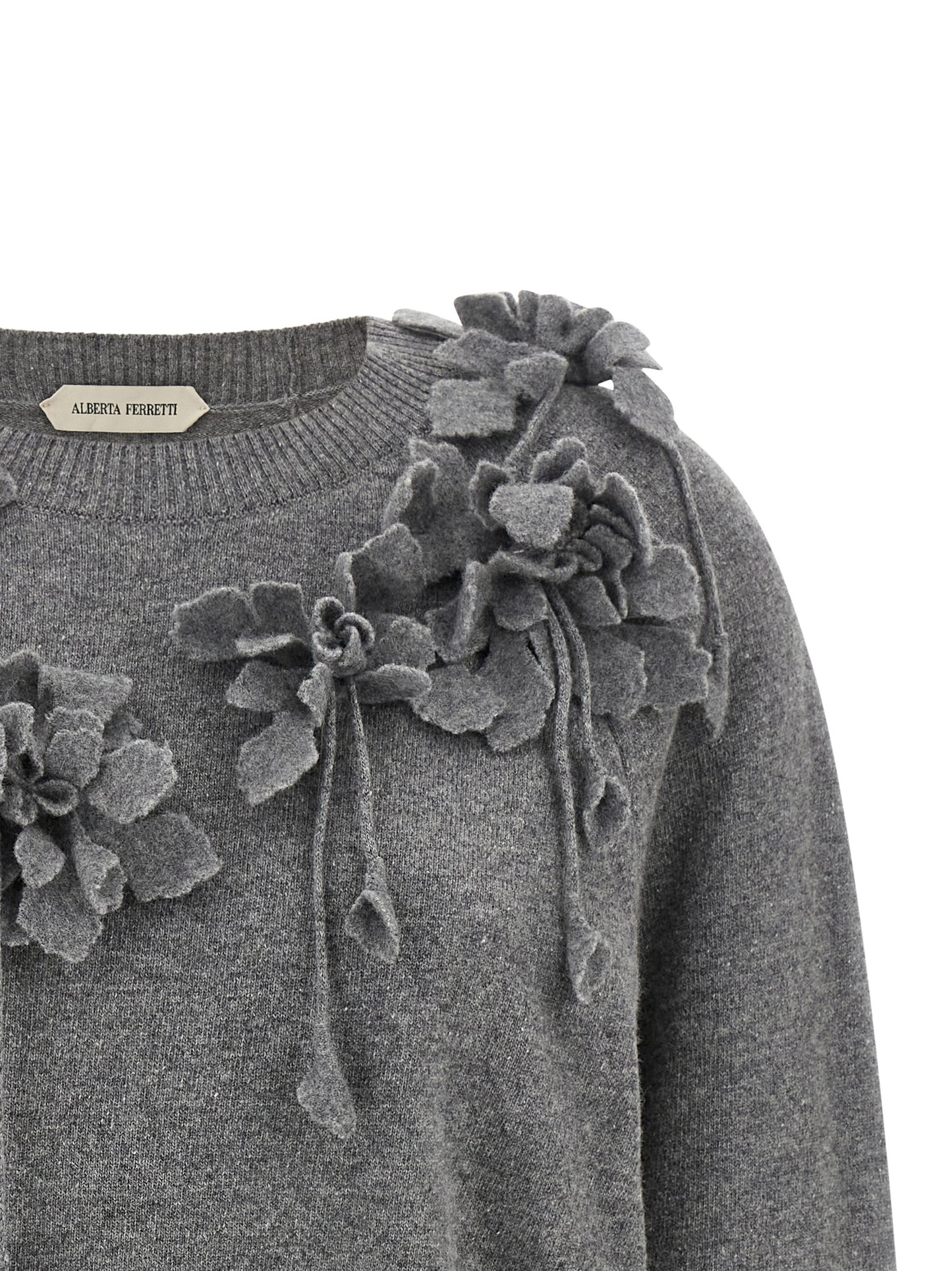 Alberta Ferretti Grauer Cardigan aus reiner Schurwolle