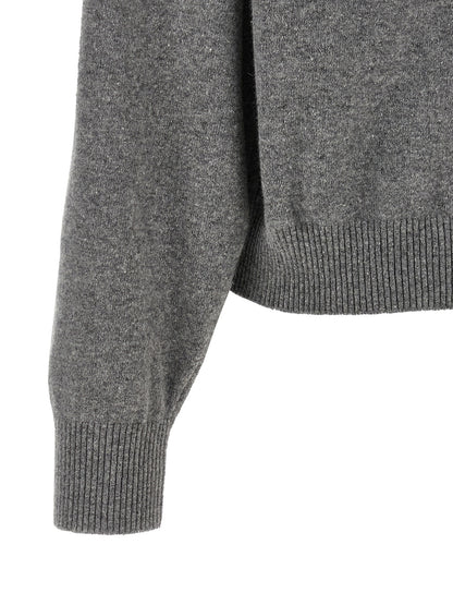 Alberta Ferretti Grauer Cardigan aus reiner Schurwolle