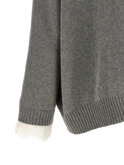 Alberta Ferretti Grauer Kaschmir-Strickjacke