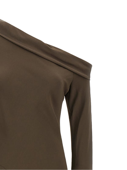 Alberta Ferretti Braunes Viskose-Maxikleid