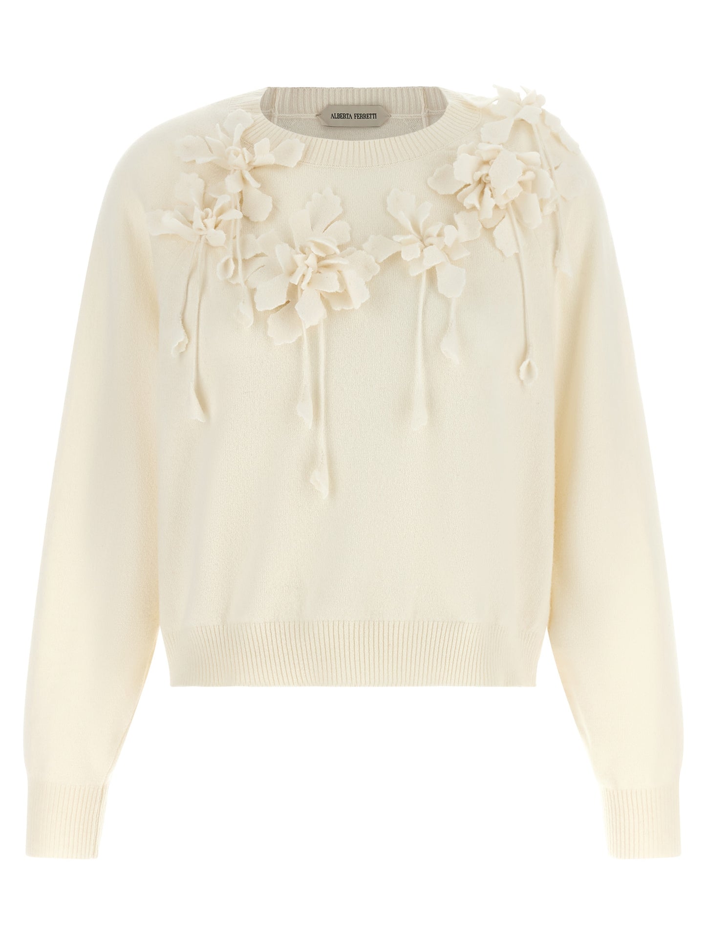 Alberta Ferretti Weiße Strickjacke aus reiner Schurwolle