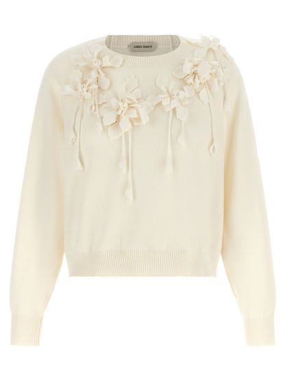 Alberta Ferretti Weiße Strickjacke aus reiner Schurwolle