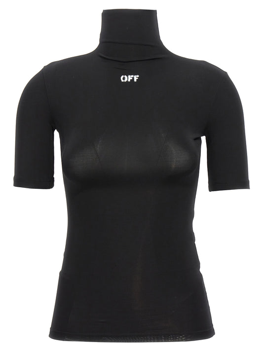 Off-White Schwarzes T-Shirt aus Acetat