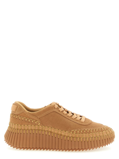 Chloé Beige Polyester Plateau-Sneaker