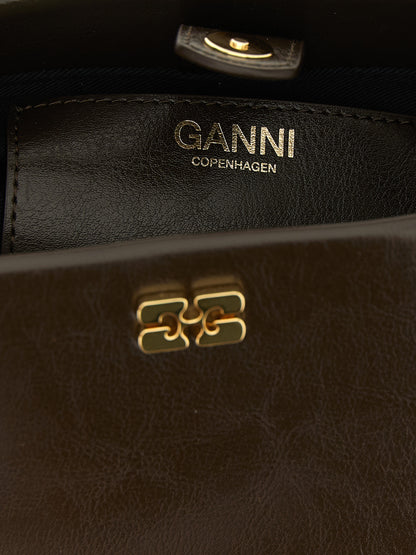 Ganni Braune Handtasche aus Polyethylen