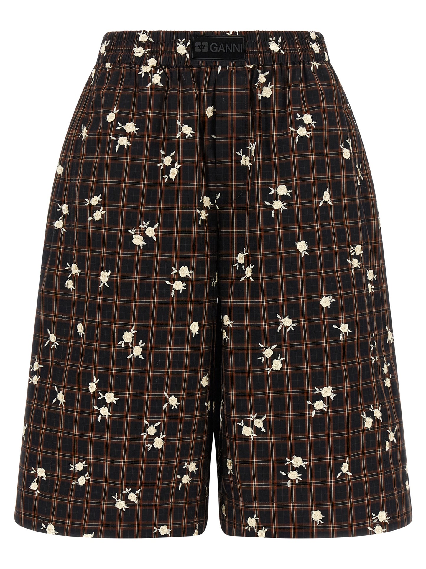Ganni Braune Bio-Baumwoll-Bermudashorts