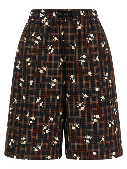Ganni Braune Bio-Baumwoll-Bermudashorts