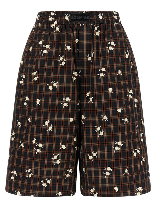 Ganni Braune Bio-Baumwoll-Bermudashorts