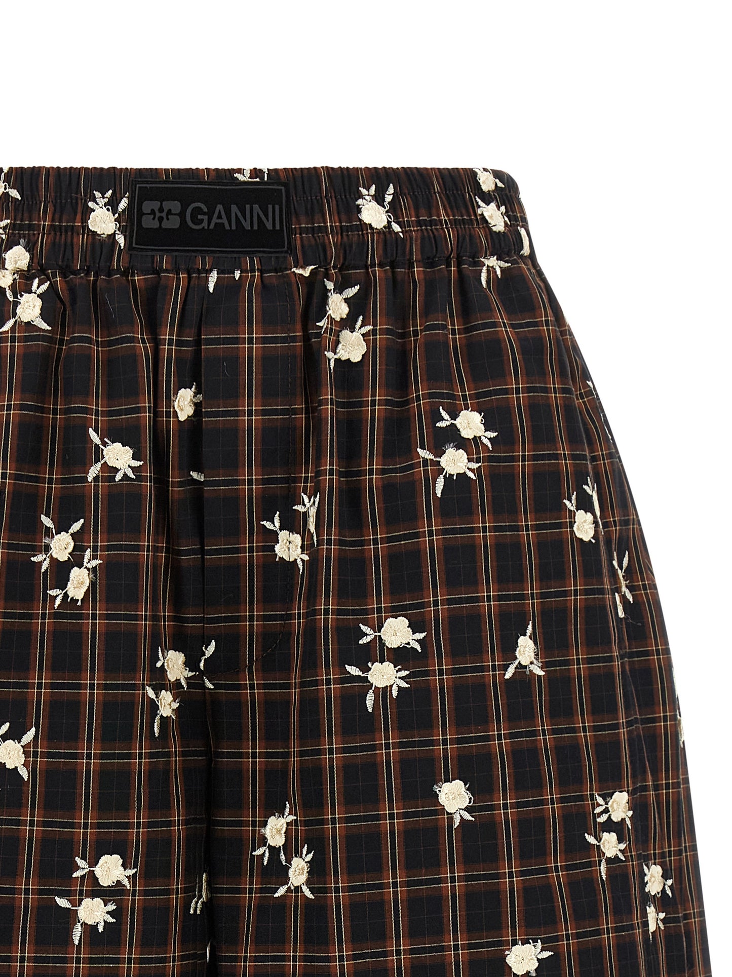 Ganni Braune Bio-Baumwoll-Bermudashorts