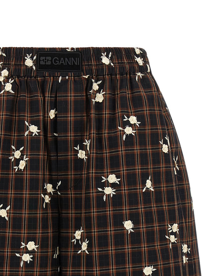 Ganni Braune Bio-Baumwoll-Bermudashorts
