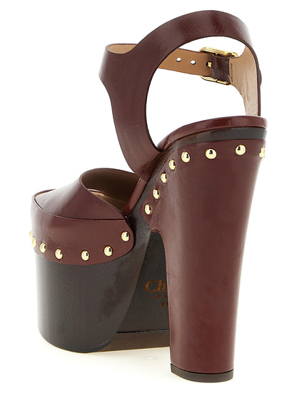 Chloé Stiletto-Sandalen aus bordeauxrotem Lammleder