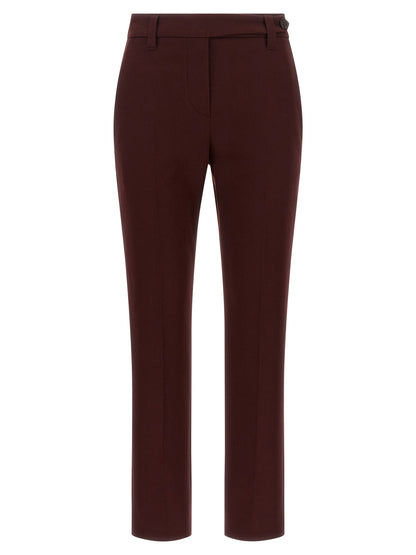 Brunello Cucinelli Bordeaux Baumwollhose im Casual-Look