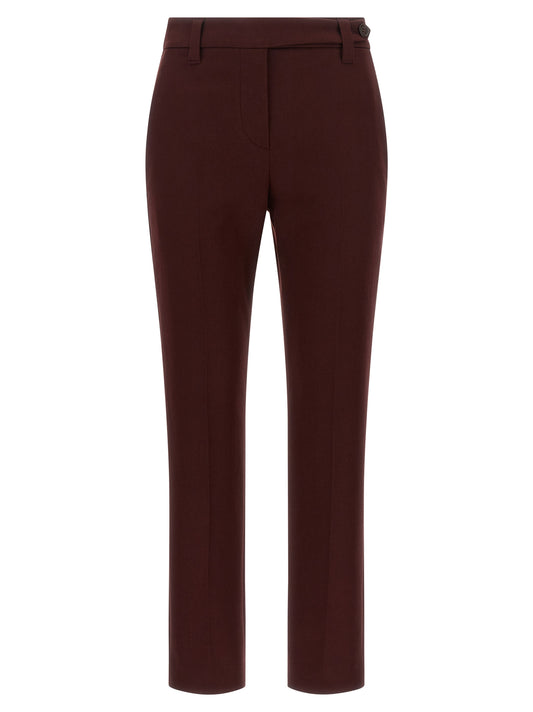 Brunello Cucinelli Bordeaux Baumwollhose im Casual-Look
