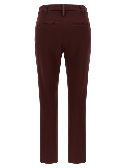 Brunello Cucinelli Bordeaux Baumwollhose im Casual-Look